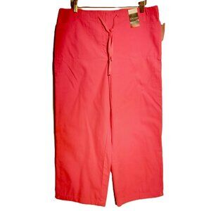 New York & Co.  Beach House Pant  sz 8  Bright Pink  Cotton  Crop  Wide Leg  NWT